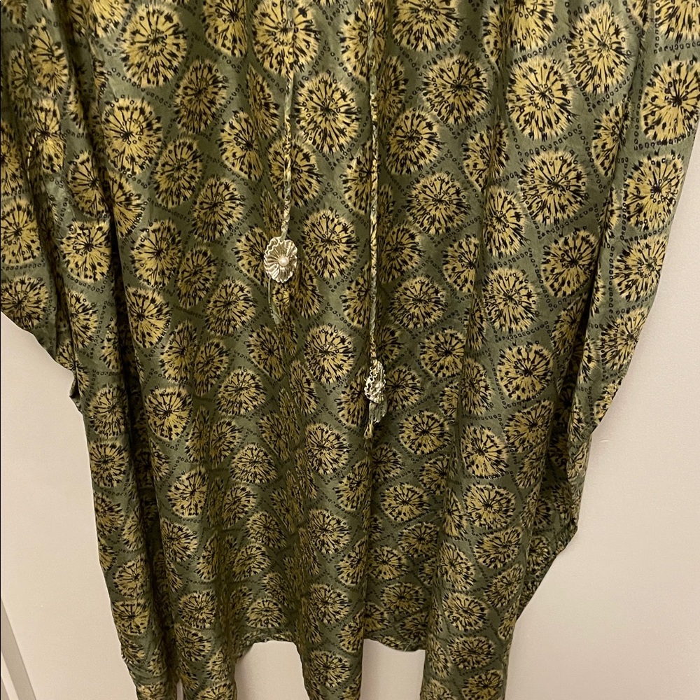 Jayshree Dalal Green Patterned Kafton Size XL - Picture 3 of 9
